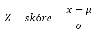 vzorec na výpočet Z-skóre